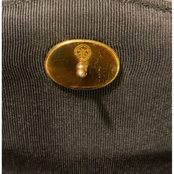 Vintage Black Patent Leather Handbag  Gold Tone Handle Hardware Classic USA - Picture 14 of 16